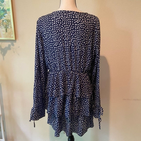 Navy and White Keyhole Ruffle Skirt Mini Dress - Picture 10 of 11